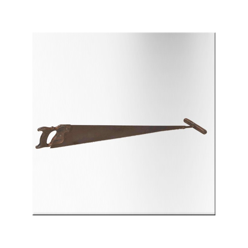 Iron saw with wooden handle