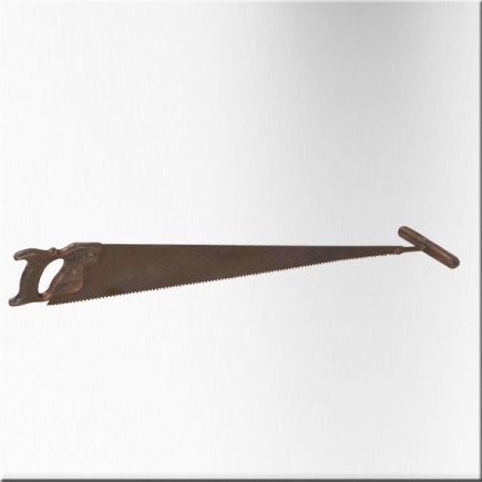 Iron saw with wooden handle