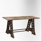 Rectangular iron and teackwood table