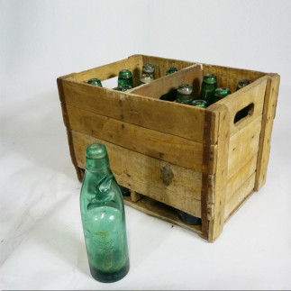 Wooden tray with 12 soda bottles