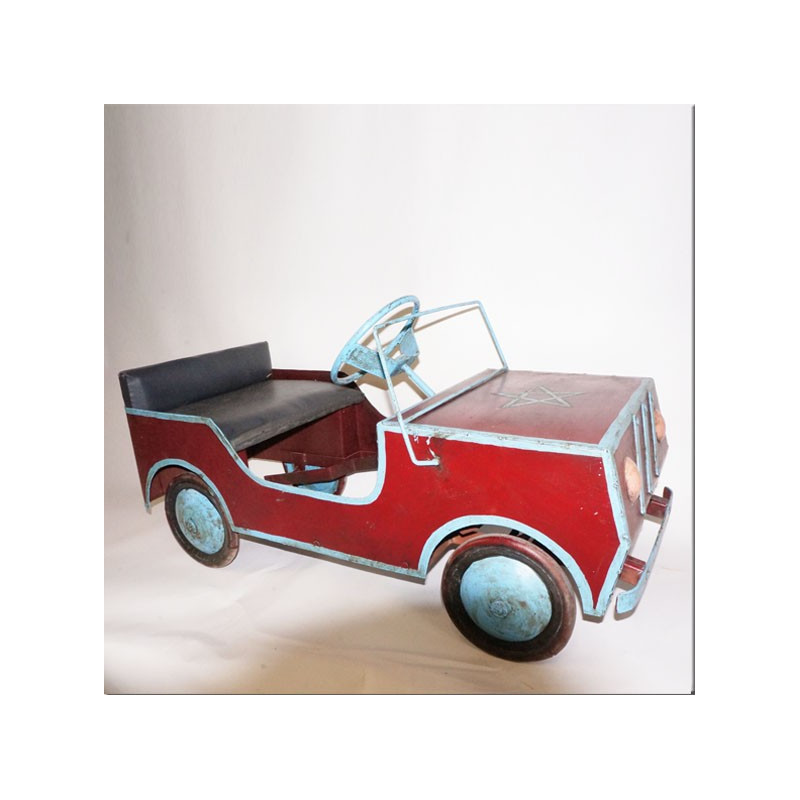 Pedal-powered tin Jeep