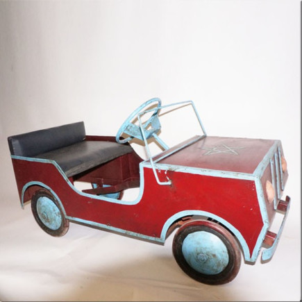 Pedal-powered tin Jeep