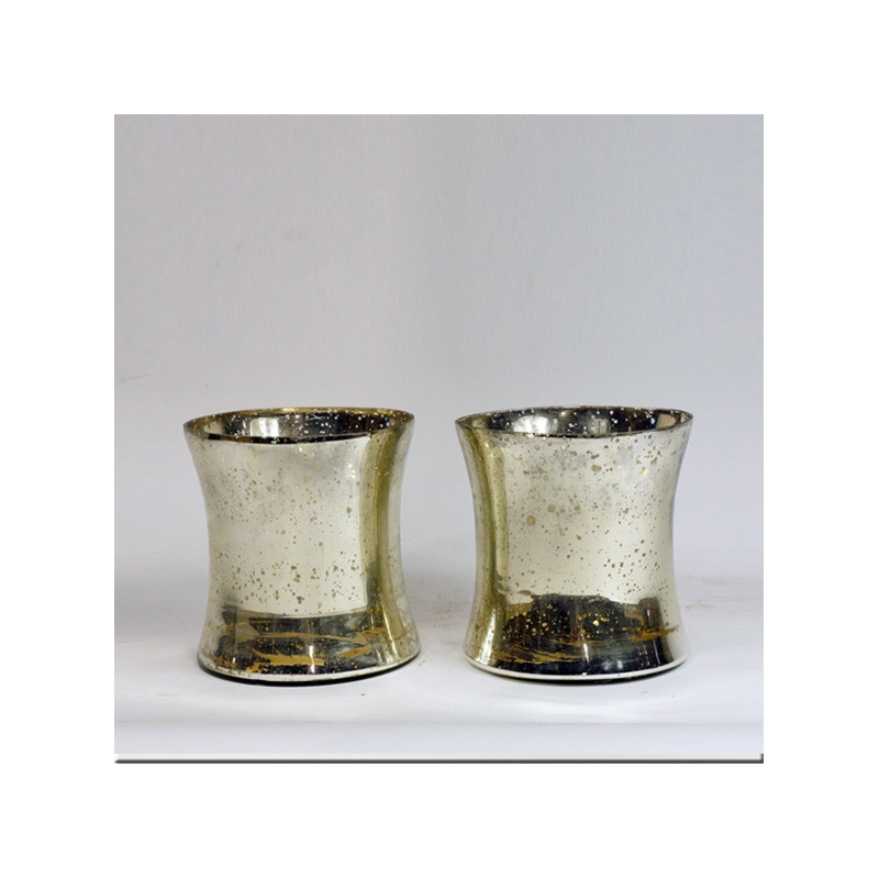 Pair of vases in 'églomisé' glass