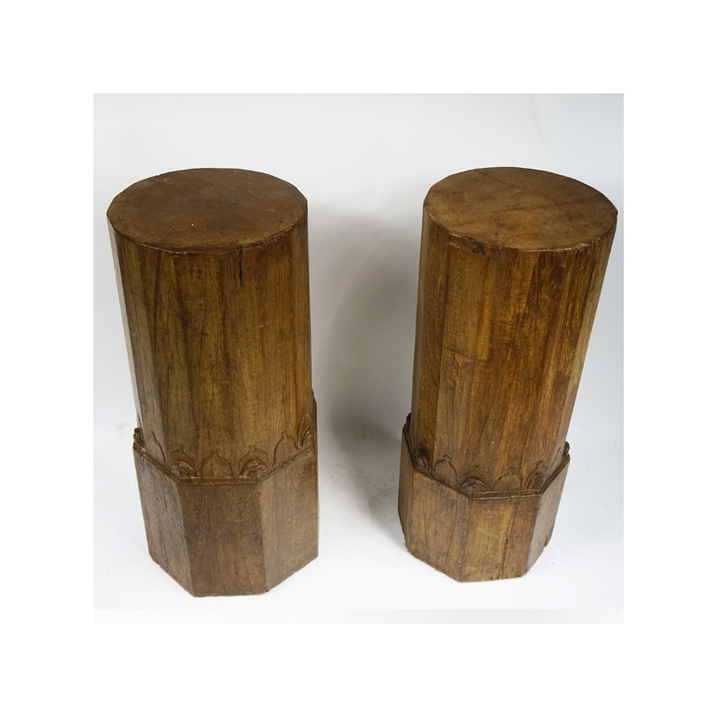 Pair of wooden columns