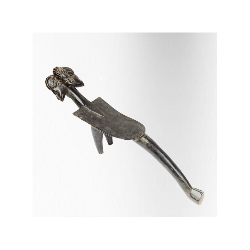 Tabouret tripode 4 têtes Lobi Burkina Faso Ebène