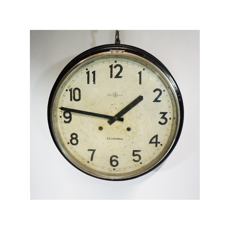 Cabinet-style bar clock in black-stained wood