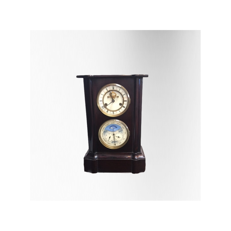 Black lacquered mantel clock with moon phase indicator, 19th century
