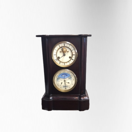 Pendule borne laquée noire à phases de lune 19ème