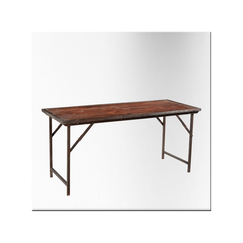 Table pliante rectangulaire en teck pied en fer