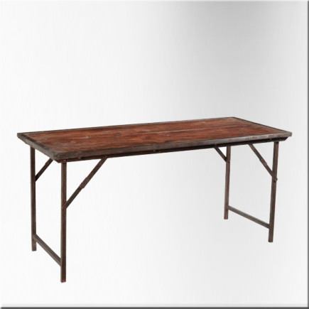 Table pliante rectangulaire en teck pied en fer