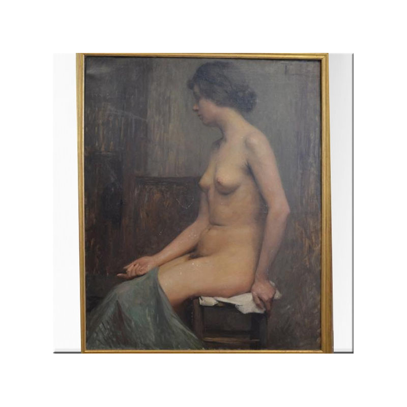 Oil on Canvas 'Nu dans un atelier' signed TB