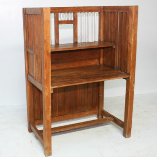 Meuble guichet en teck et laiton