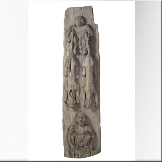 Panneau sculpté Naga Décor de singe et panthères