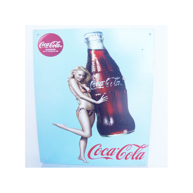 Plaque publicitaire en fer émaillé pour la marque Coca Cola