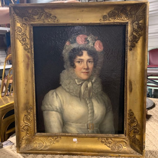 Huile sur toile. Portrait de Marie Charlotte Hyacinthe de la Vallée Rarécourt de Prinodan