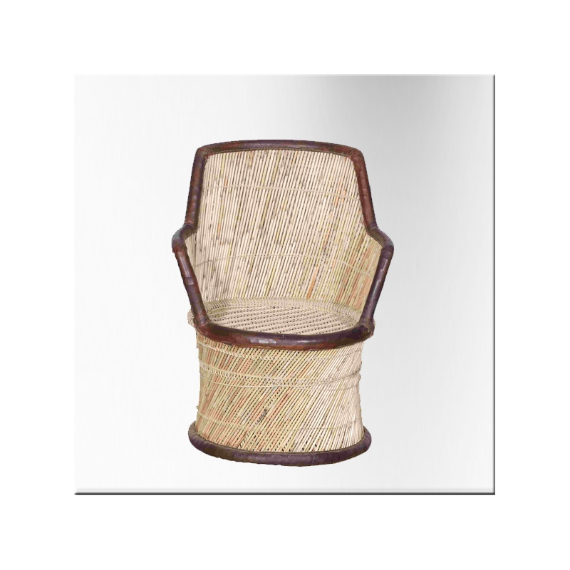 Wicker armchair with rope and leather