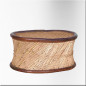 Table basse ovale en osier, corde bord cuir