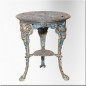 Round cast iron blue lacquered table