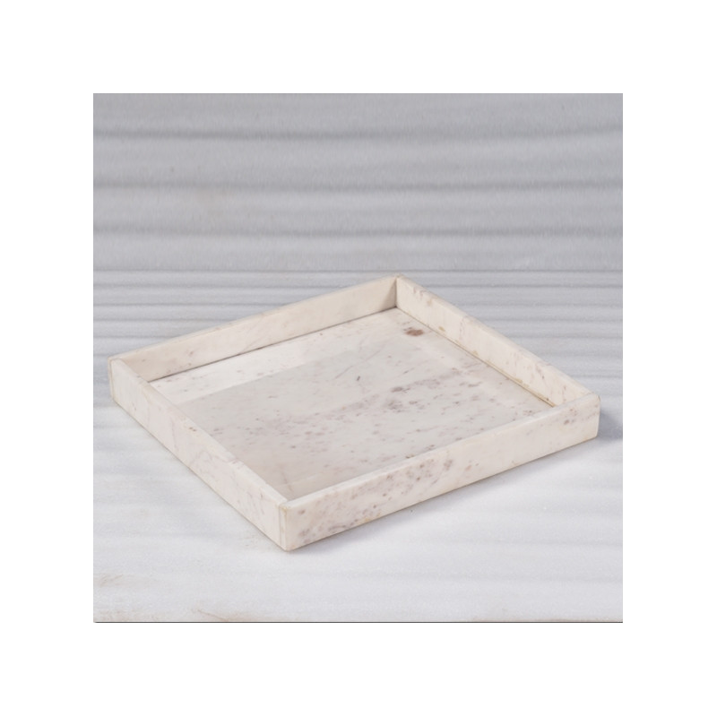 Plateau rectangulaire ne marbre blanc
