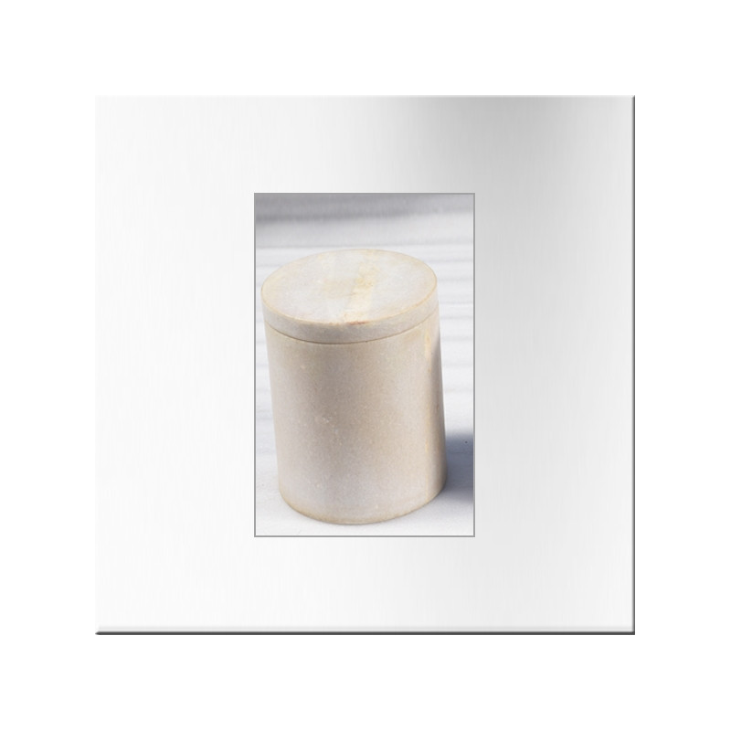 Boite cylindrique en marbre blanc à couvercle (grand modèle)