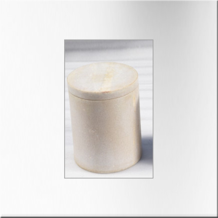 Boites cylindriques en marbre blanc à couvercle (grand modèle)