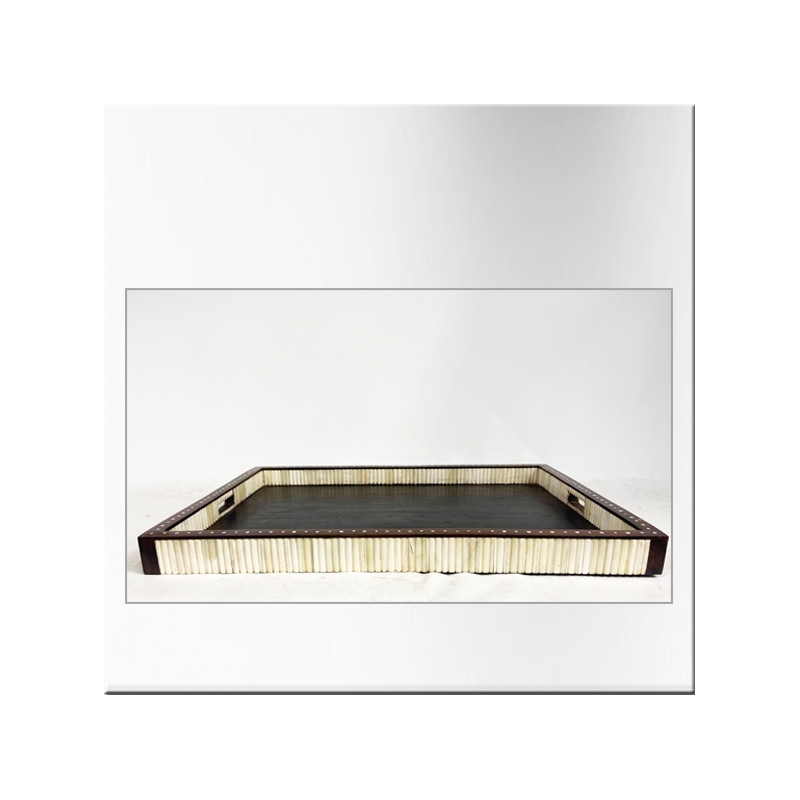 Colonial wooden and bone tray