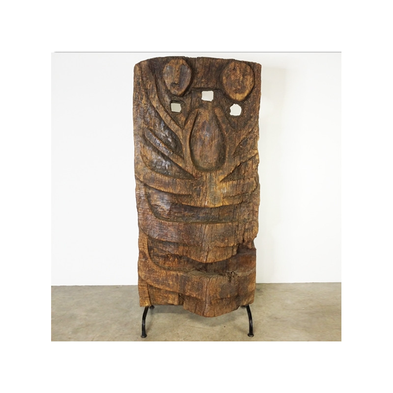 Sculpted wooden Naga panel