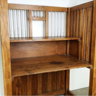 Meuble guichet en teck et laiton