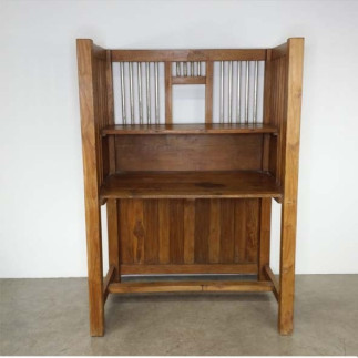 Meuble guichet en teck et laiton