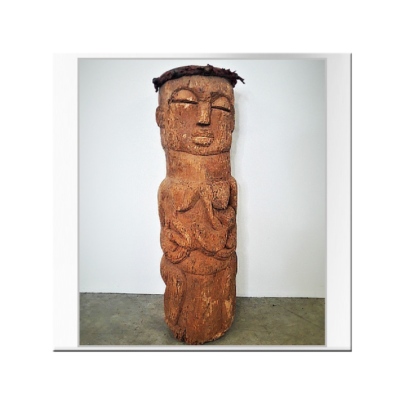 Tambour anthropomorphe en bois Afrique de l'Ouest