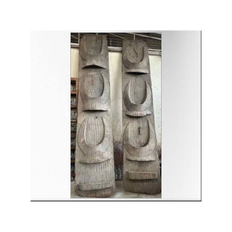 Panneaux Naga en bois sculpté (Paire de)