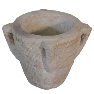 Carved stone mortar with 4 handles