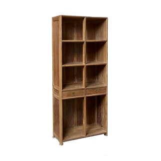 Teakwood bookcase - 8 racks, 2 drawers