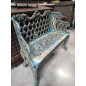 Banc de jardin Anglais laqué bleu en fonte