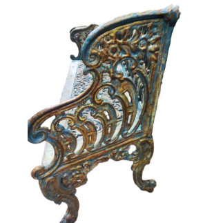 Banc de jardin Anglais laqué bleu en fonte