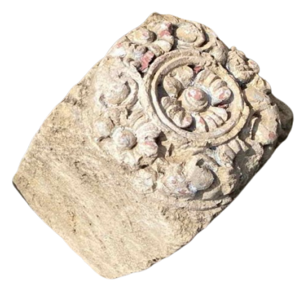 Panneau mural en pierre à décor floral XVIIème siècle