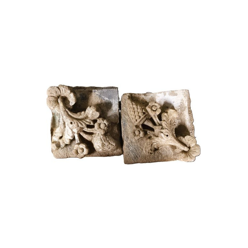 Pair of small square decorative wall panels 17th century