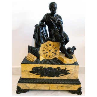 Sienna marble and bronze clock 19th century