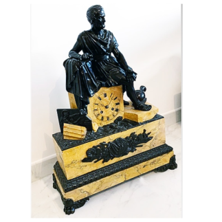 Sienna marble and bronze clock 19th century