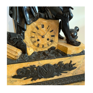 Sienna marble and bronze clock 19th century