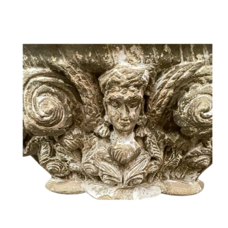 Pair of wall mount capitals carved stone in high relief India 14th -15th century