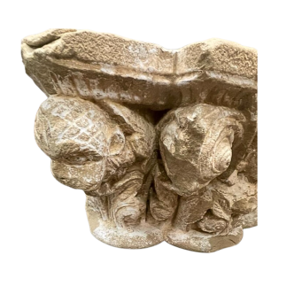 Pair of wall mount capitals carved stone in high relief India 14th -15th century