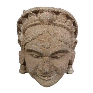 Paire de chapiteaux d'applique demi sphérique en pierre sculptée sur trois faces Inde du Nord Rajasthan XVIII ème siècle