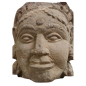Pair of capitals wall light half-spherical in carved stone on three faces North India Rajasthan 18th century