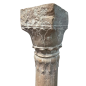 Pair of monobloc columns in pink sandstone carved all sides decorated with palmettes. 18th century