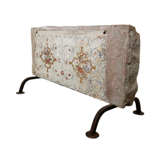 Fresque sur pierre à décor de couple Bikaner fin XVIIème Siècle