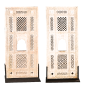 Pair of tall rectangular one-piece beige sandstone lattice panels 18th century