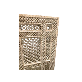 Paire de hauts panneaux rectangulaires en grès beige monobloc claustra XVIIIème siècle