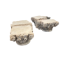 Pair of Corinthians capitals applique in stone carved on three sides 15th - 16th Century