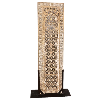 Haut panneau monobloc rectangulaire claustra en grès beige Inde XVIIIème siècle